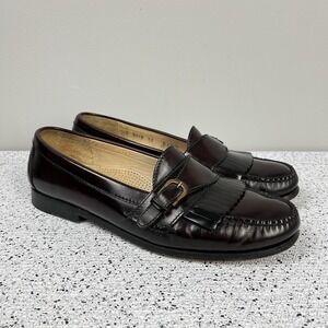 Cole Haan City Kiltie Monk Strap Buckle Loafers Shoes Mens 11D Oxblood Leather